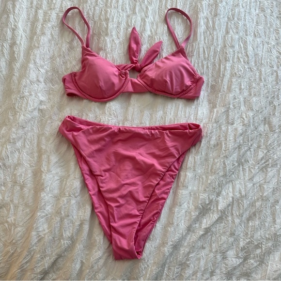 Dippin Daisys High Waist Cheeky Pink Bikini Set Top Bottom Seaport Betty Peony - Picture 4 of 11